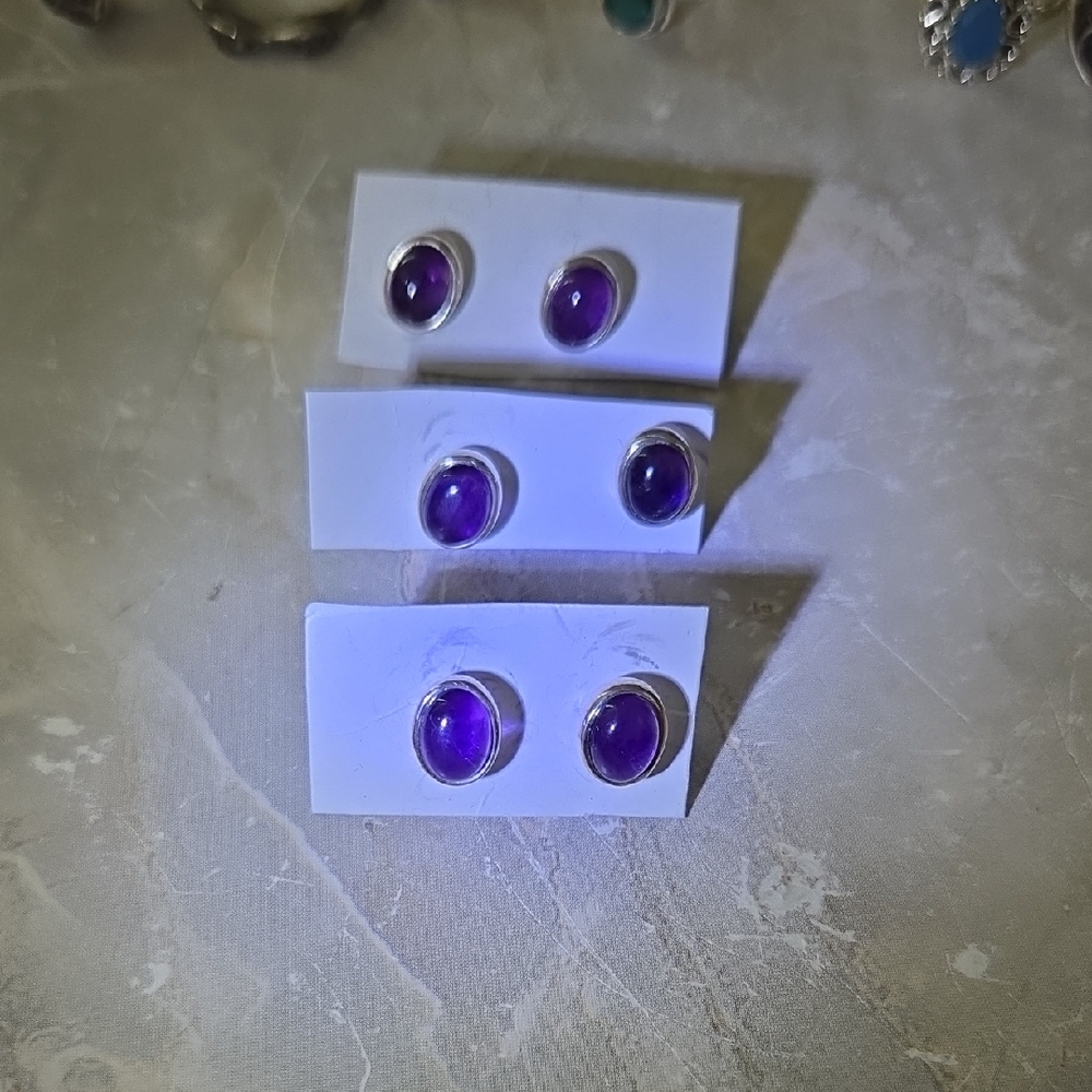 925 Silver Amethyst Stud Earrings